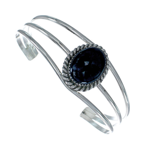 Onyx Authentic Sterling Silver Navajo Cuff Bracelet X11452